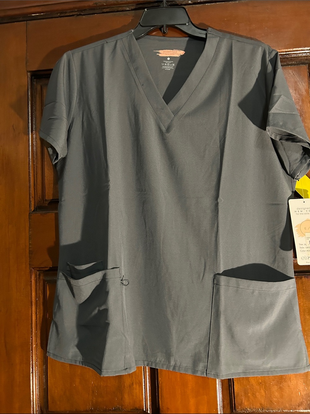 Men's V-Neck Medical Scrub Top - Dark Gray